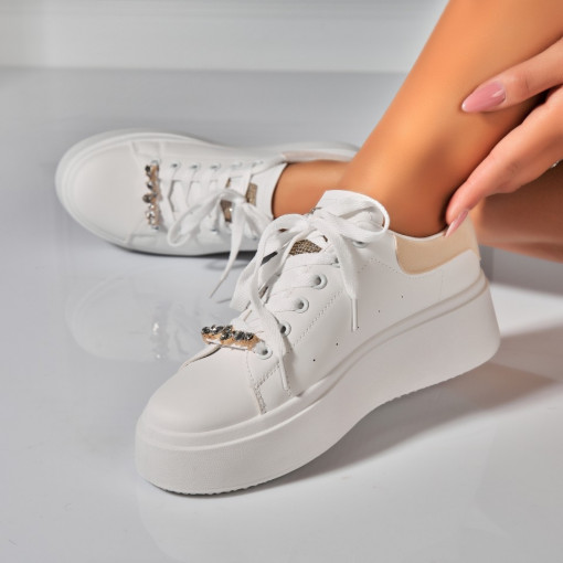 Adidasi Dama Bej din Piele Ecologica Jyree - Img 2