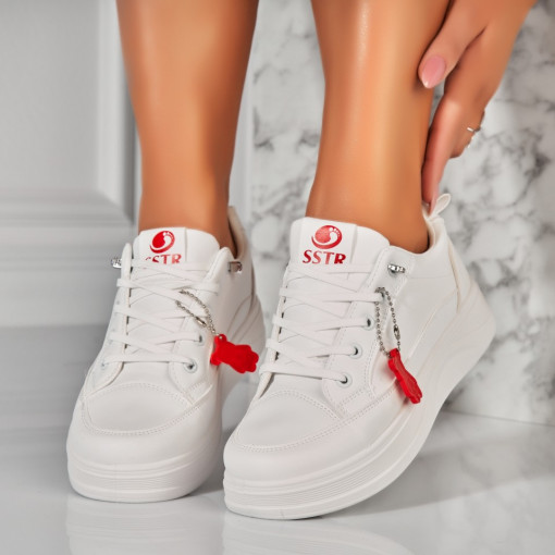 Adidasi Dama Rosii din Piele Ecologica Aryss - Img 3