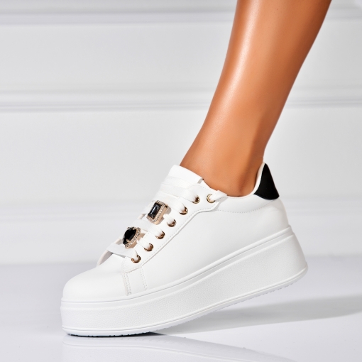 Adidași de damă Piele Ecologica Alb Hasley - Img 3