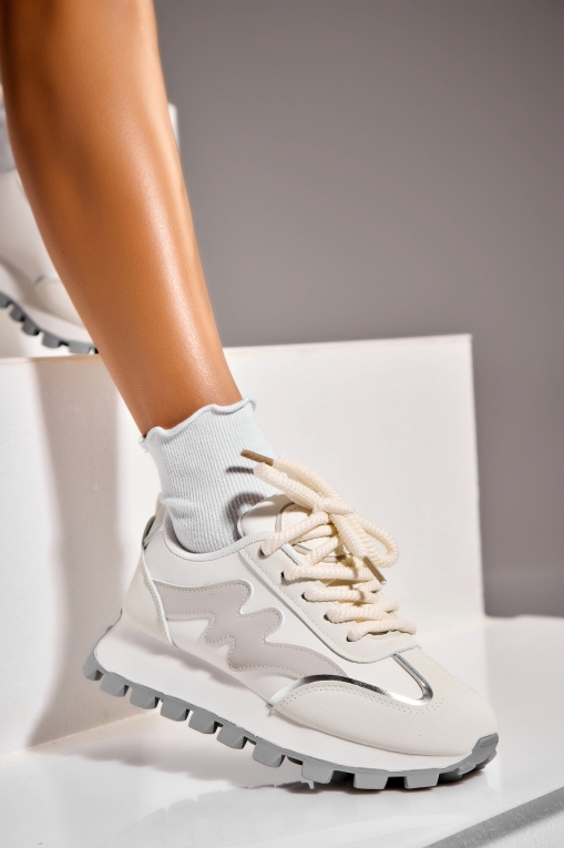 Adidași de damă Piele Ecologica Alb Prysca - Img 2