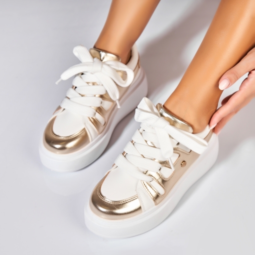 Adidași de damă Piele Ecologica Auriu Adara - Img 2