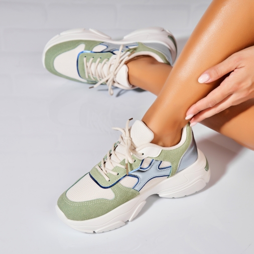 Adidași de damă Piele Ecologica Verde Sabina - Img 2