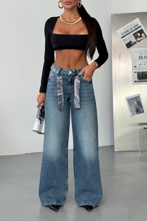 Blugi Damă Oversize Albastri Beatris - Img 3