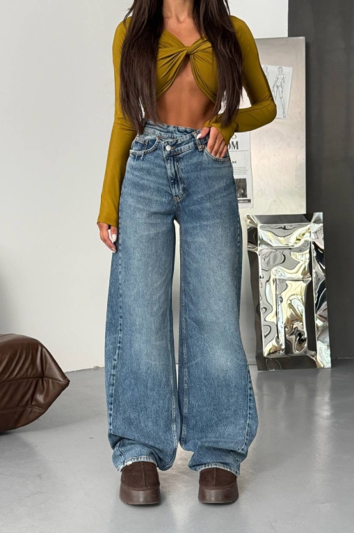 Blugi Damă Oversize Albastri Chizite - Img 3