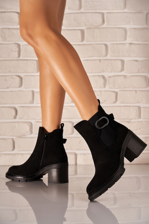 Botine dama Imblanite Negre din Piele Ecologica Intoarsa Tisha - Img 3