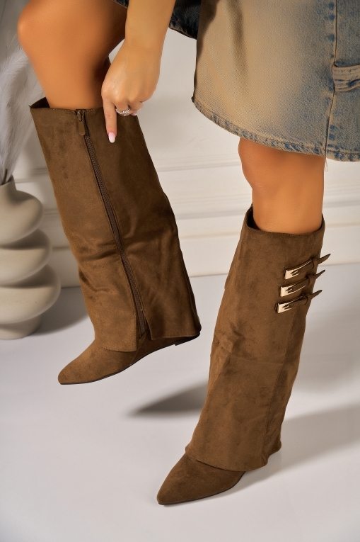 Cizme Dama cu Platforma Camel din Piele Ecologica Intoarsa Jovly - Img 2