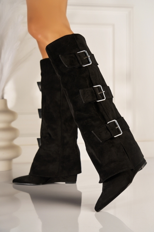 Cizme Dama cu Platforma Negre din Piele Ecologica Intoarsa Vayne - Img 3