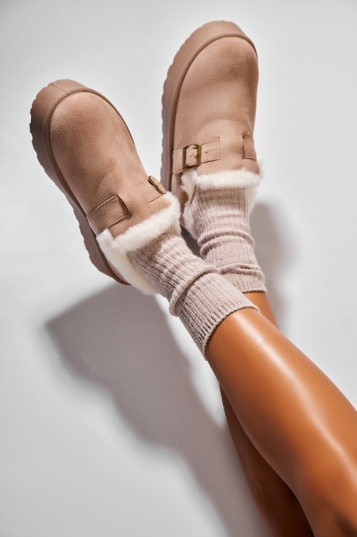 Cizme Dama Imblanite Kaki din Piele Ecologica Intoarsa Petra - Img 3