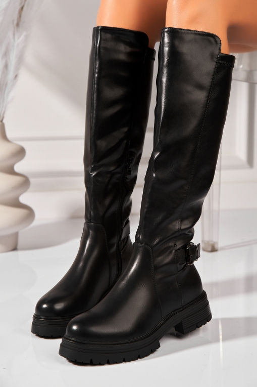 Cizme Dama Imblanite Negre din Piele Ecologica Hetvi - Img 3