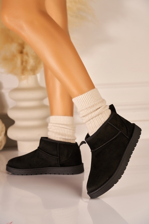 Cizme Dama Imblanite Negre din Piele Ecologica Intoarsa Keona - Img 2