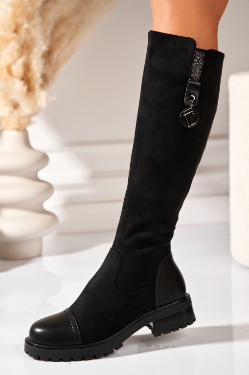 Cizme Dama Imblanite Negre din Piele Ecologica Intoarsa Sherly - Img 2