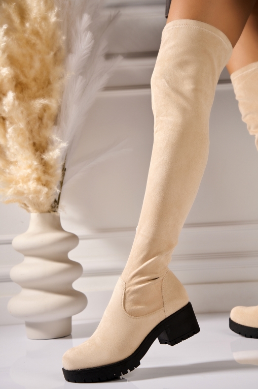 Cizme iarnă Bej din Piele Ecologica Intoarsa Novali - Img 3