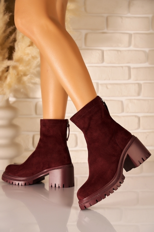 Ghete Dama Imblanite Bordo din Piele Ecologica Intoarsa Maizy - Img 4