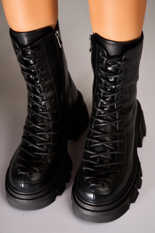 Ghete Dama Imblanite Negre din Piele Ecologica Aysa - Img 4