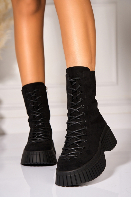 Ghete Dama Imblanite Negre din Piele Ecologica Intoarsa Evalise2 - Img 5