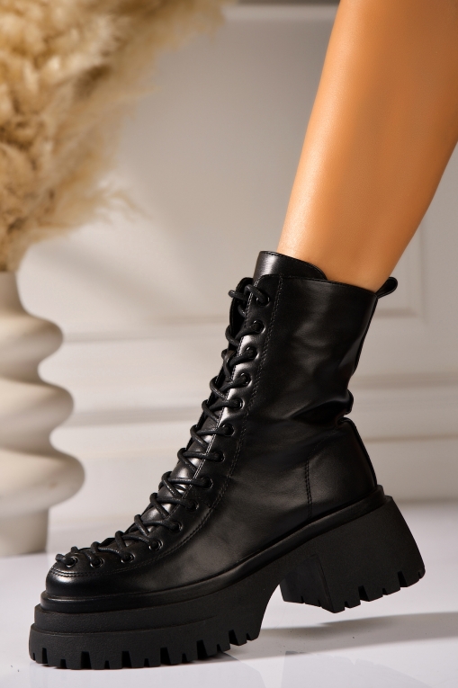 Ghete Dama Imblanite Negre din Piele Ecologica Suraya - Img 4