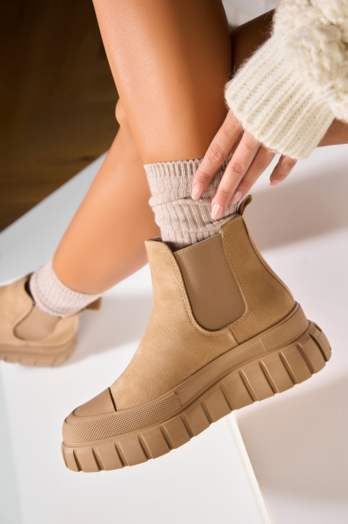 Ghete Dama Toamna Camel din Piele Ecologica Intoarsa Jerra - Img 3