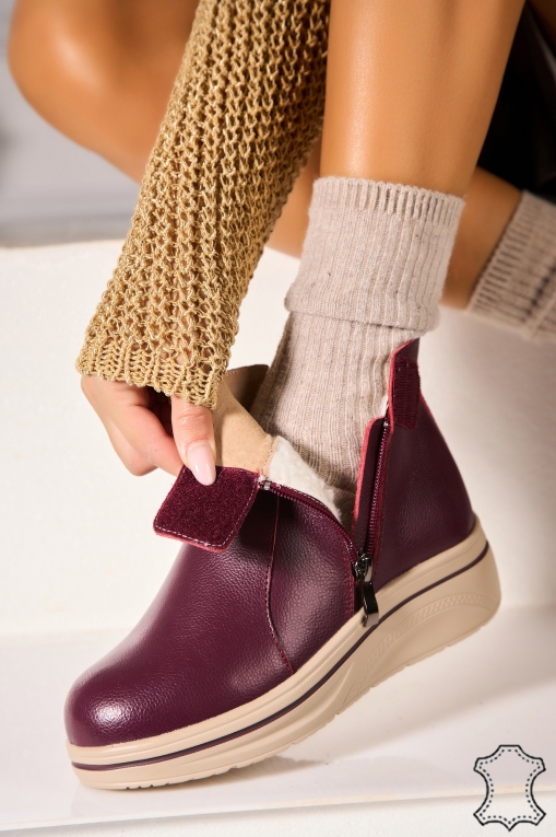 Ghete Piele Naturala dama Bordo Wanita - Img 3