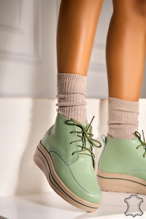 Ghete Piele Naturala dama Verzi Teana - Img 2