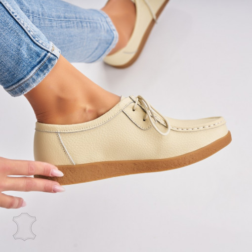 Mocasini dama Piele Naturala Bej Harla - Img 3