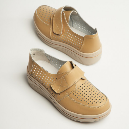 Mocasini dama Piele Naturala Bej Izana - Img 3