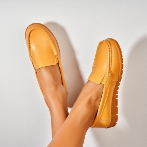 Mocasini dama Piele Naturala Camel Gena - Img 2