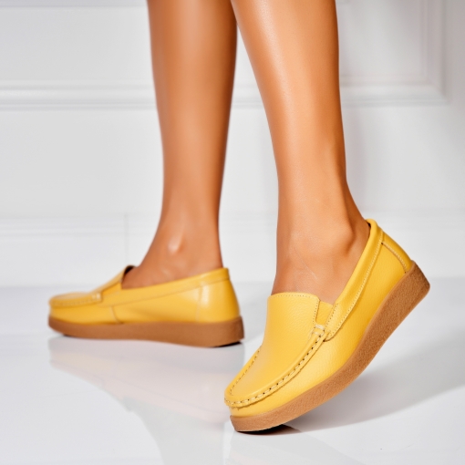 Mocasini dama Piele Naturala Galbeni Dona - Img 3