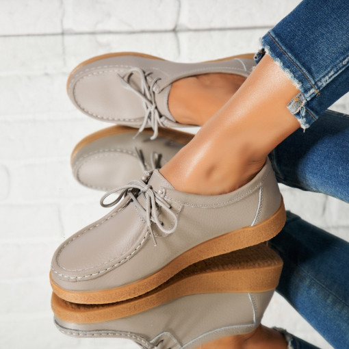 Mocasini dama Piele Naturala Gri Harla - Img 2