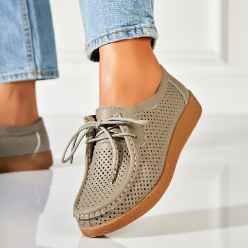 Mocasini dama Piele Naturala Gri Jyana - Img 3