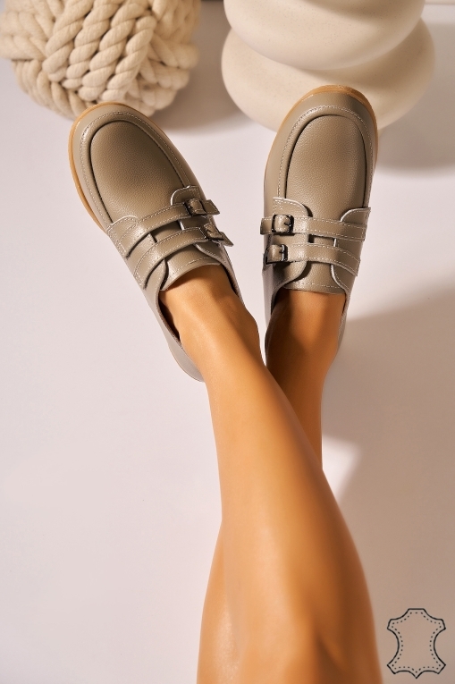 Mocasini dama Piele Naturala Gri Vaeda - Img 2