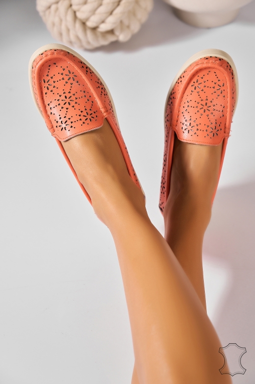 Mocasini dama Piele Naturala Portocalii Casiane - Img 2