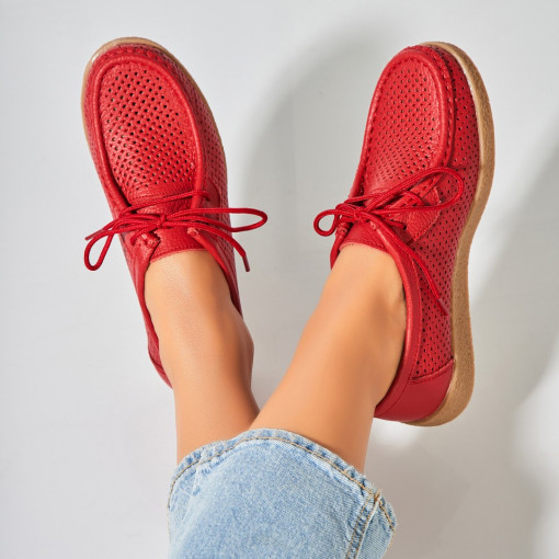 Mocasini dama Piele Naturala Rosii Jyana - Img 6