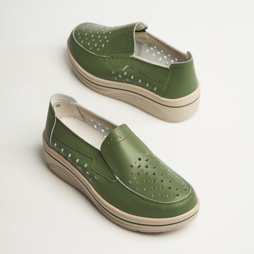 Mocasini dama Piele Naturala Verzi Nazari - Img 4