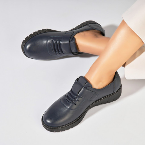 Pantofi dama casual Albastri din Piele Ecologica Azya - Img 3