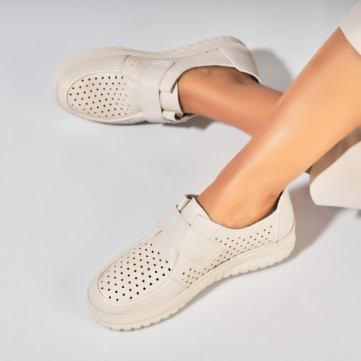 Pantofi dama casual Bej din Piele Ecologica Nayali - Img 3