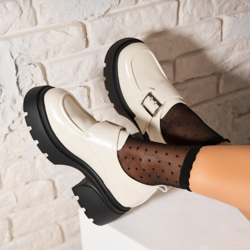 Pantofi dama casual Bej din Piele Ecologica Nyeli - Img 3