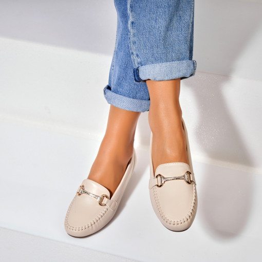Pantofi dama casual Bej din Piele Ecologica Savio - Img 3