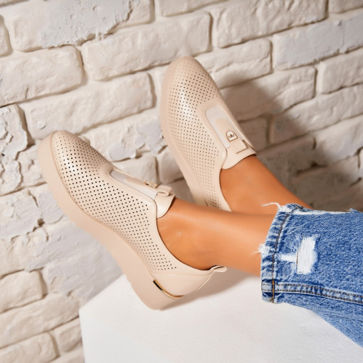 Pantofi dama casual Bej din Piele Ecologica Sira - Img 3