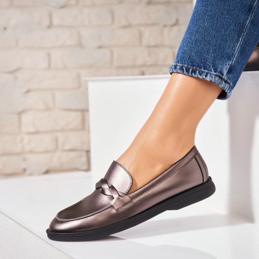 Pantofi dama casual Bronz din Piele Ecologica Osmara - Img 3