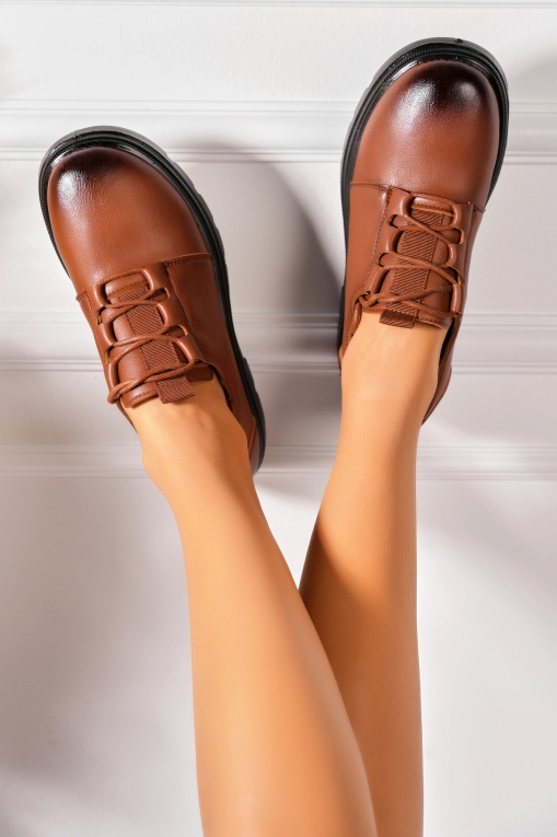 Pantofi dama casual Camel din Piele Ecologica Brenya - Img 3