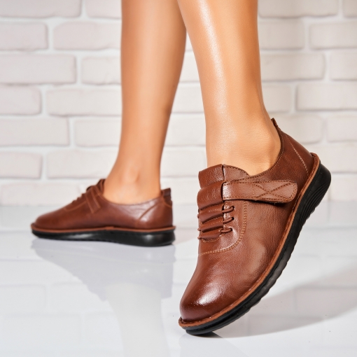 Pantofi dama casual Camel din Piele Ecologica Odette - Img 2