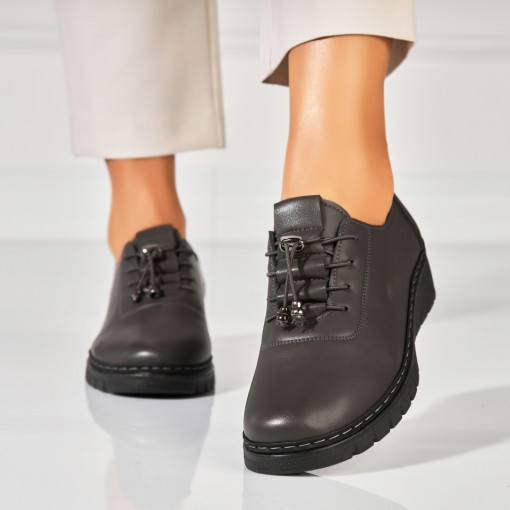 Pantofi dama casual Gri din Piele Ecologica Ettel - Img 3