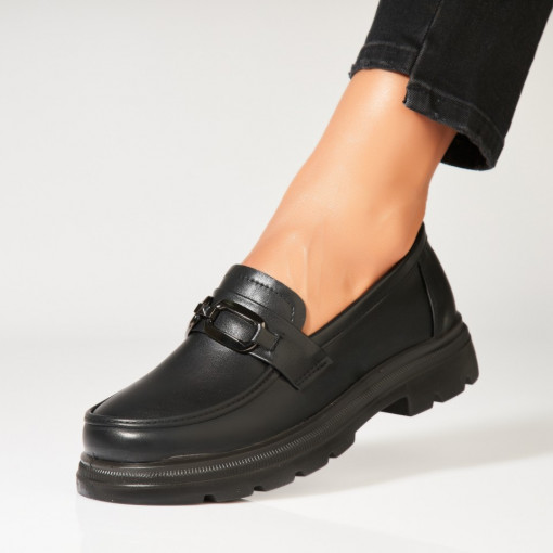 Pantofi dama casual Negri din Piele Ecologica Hyui - Img 2