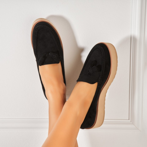 Pantofi dama casual Negri din Piele Ecologica Intoarsa Kelis - Img 3