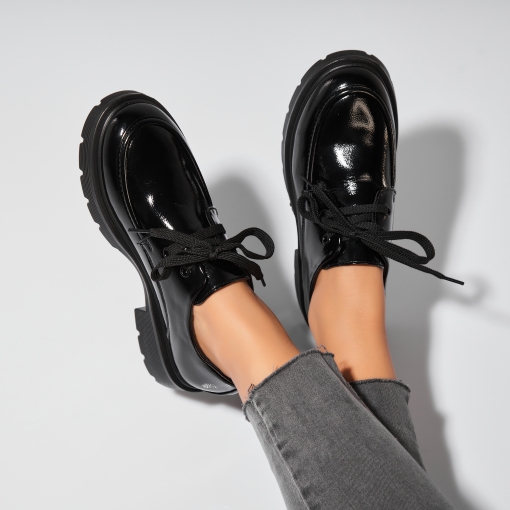 Pantofi dama casual Negri din Piele Ecologica Lacuita Dalina3 - Img 3