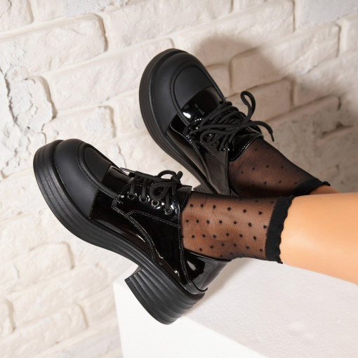 Pantofi dama casual Negri din Piele Ecologica Lacuita Patsy - Img 2