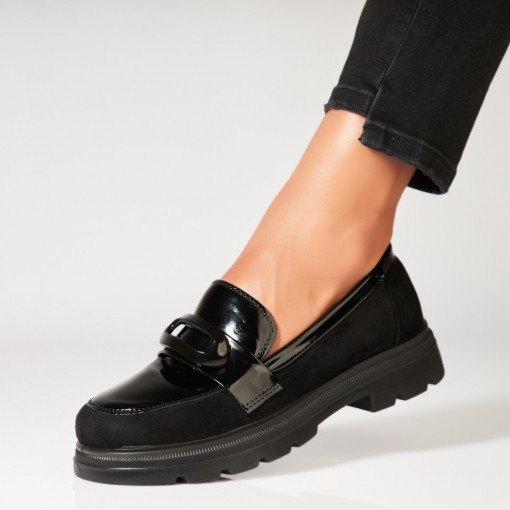 Pantofi dama casual Negri din Piele Ecologica Lacuita Ruway2 - Img 2