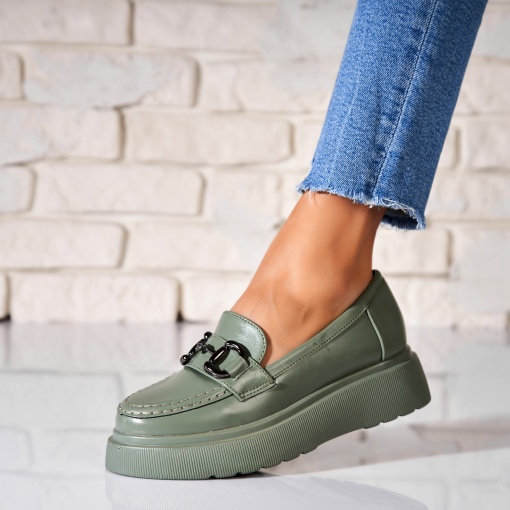 Pantofi dama casual Verzi din Piele Ecologica Navia - Img 3