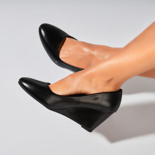 Pantofi dama cu platforma Negri din Piele Ecologica Ezrie - Img 2