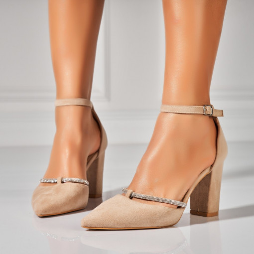 Pantofi dama cu toc Kaki din Piele Ecologica Intoarsa Rhys - Img 2